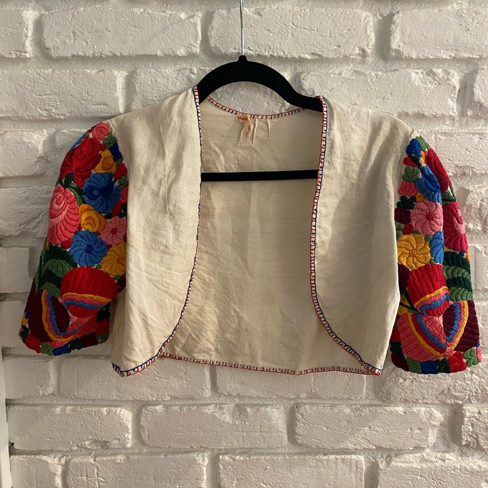 Colorful Embroidered Vintage Bolero Jacket